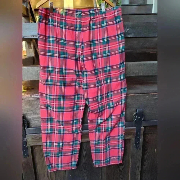 Old Navy Men's Red and Green Tartan Plaid Flannel Matching Pajama Pants | XL - Picture 2 of 4